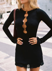 Dejonge Long Sleeve Ring Mini Dress Black Petite